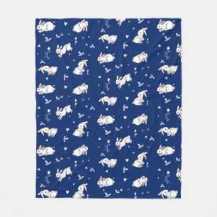Royal Blue Bunny Gemustert Fleece Blanket