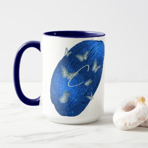 Royal Blue Butterfells Initials Letter C Monogram Tasse