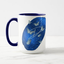 Royal Blue Butterfells Initials Letter D Monogram Tasse