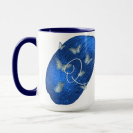 Royal Blue Butterfells Initials Letter Q Monogram Tasse