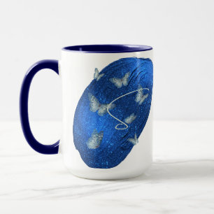 Royal Blue Butterfells Initials Letter S Monogram Tasse