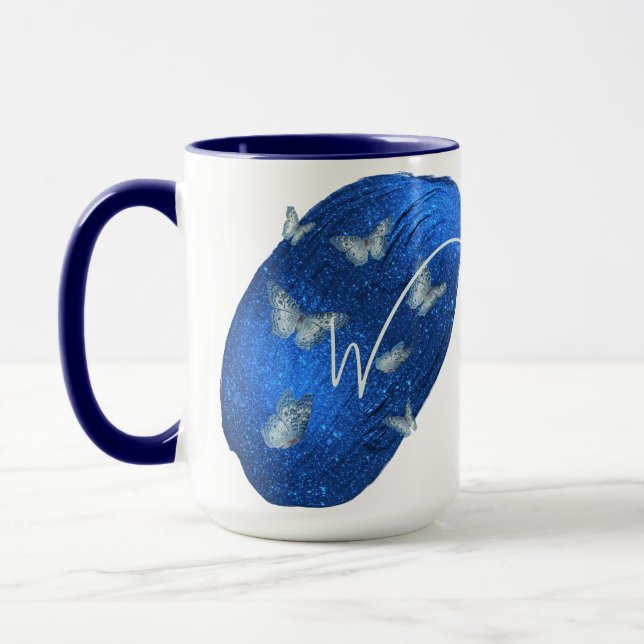 Royal Blue Butterfells Initials Letter W Monogram Tasse (Links)