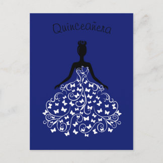 Royal Blue Butterfly Gown Quinceanera Einladung