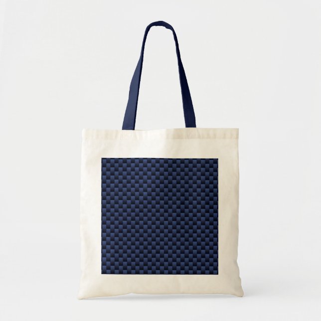 Royal Blue Carbon Fibre Style Weave Print Tragetasche (Vorne)