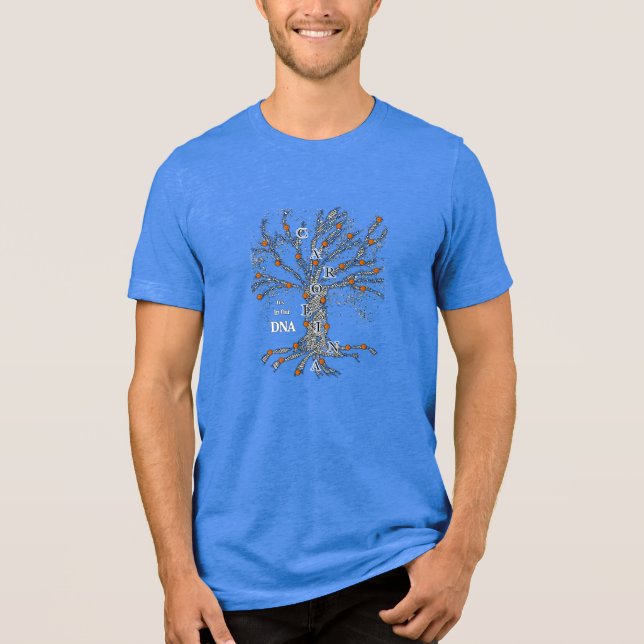 Royal Blue CAROLINA in unserer DNA Tri-Blend Shirt (Vorderseite)