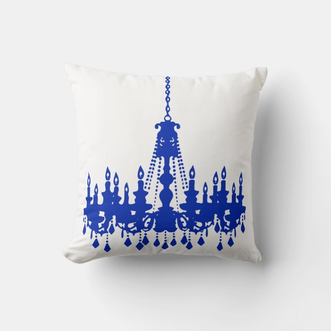 Royal Blue Chandelier Designer Pillow Kissen (Vorderseite)