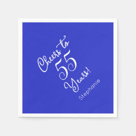 Royal Blue Cheers 55 Years 55 th Birthday Party Serviette
