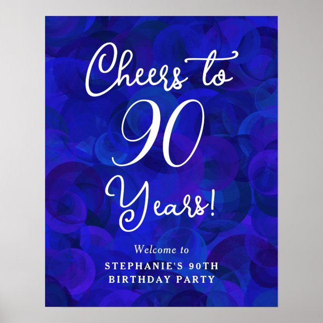 Royal Blue Cheers 90 Years 90 th Birthday Poster (Vorne)