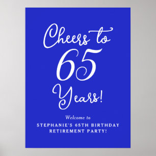 Royal Blue Cheers to 65 Years Rente Party Poster