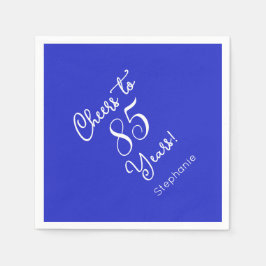 Royal Blue Cheers to 85 Years 85 th Birthday Party Serviette