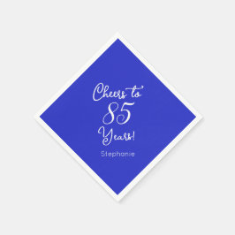 Royal Blue Cheers to 85 Years 85 th Birthday Party Serviette