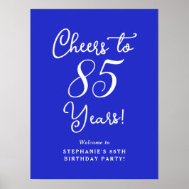 Royal Blue Cheers to 85 Years Birthday Willkommen Poster