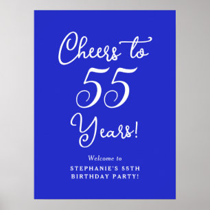 Royal Blue Cheers zu 55 Jahren Geburtstag Willkomm Poster