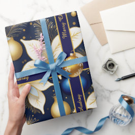 Royal Blue Christmas Wrapping Paper mit Text Geschenkpapier