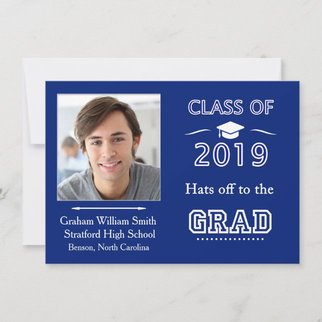 Royal blue, class of 2019 Graduation Party Foto Einladung (Vorderseite)