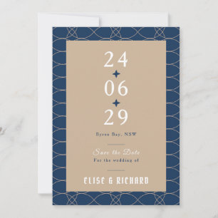 Royal Blue Classic Retro Save the Date Einladung