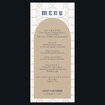 Royal Blue Classic Retro Wedding Menu Menükarte<br><div class="desc">Diese individuell anpassbare Menükarte wurde für die Minimalistische Rustikale Kollektion konzipiert und zeichnet sich durch den trendigen und beliebten Bogen mit klassischem Schriftart auf Musterhintergrund aus. Für eine erweiterte Anpassung dieses Designs, z.B. das Ändern des Layouts, des Schriftartes oder der Textgröße, klicken Sie bitte auf den obigen Button "KENNEN". Bitte...</div>