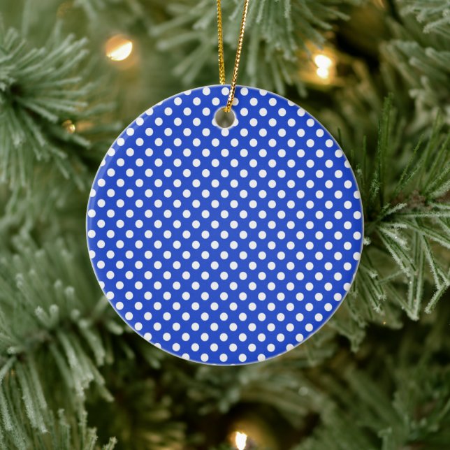 Royal Blue Combination Polka Dots by STaylor Keramikornament (Baum)