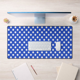 Royal Blue Combination Polka Dots by STaylor Schreibtischunterlage
