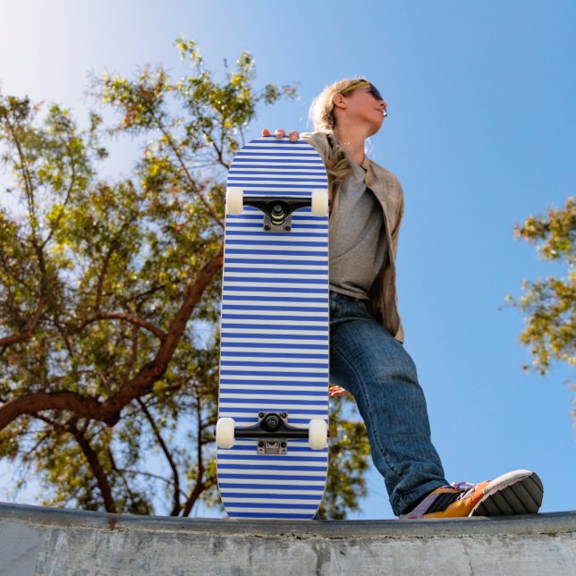 Royal Blue Combination Stripes by Shirley Taylor Skateboard (Außenbereich 1)