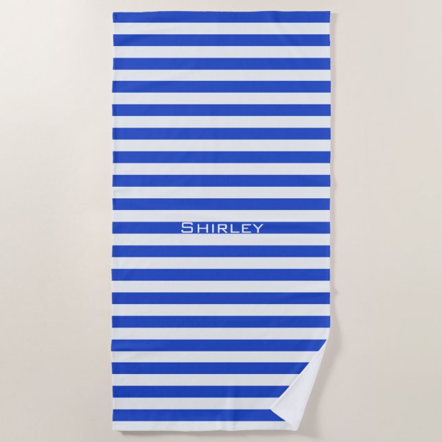 Royal Blue Combination Stripes by Shirley Taylor Strandtuch (Vorderseite)