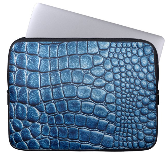 Royal Blue Crocodile Alligator Imitate Leather Pri Laptopschutzhülle (Vorderseite)