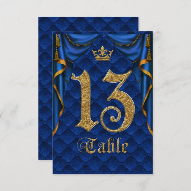 Royal Blue Crown Wedding Tischnummer 13 (Vorne/Hinten)