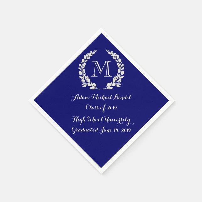 Royal Blue Custom Monogram Abschluss Napkins Serviette (Ecke)