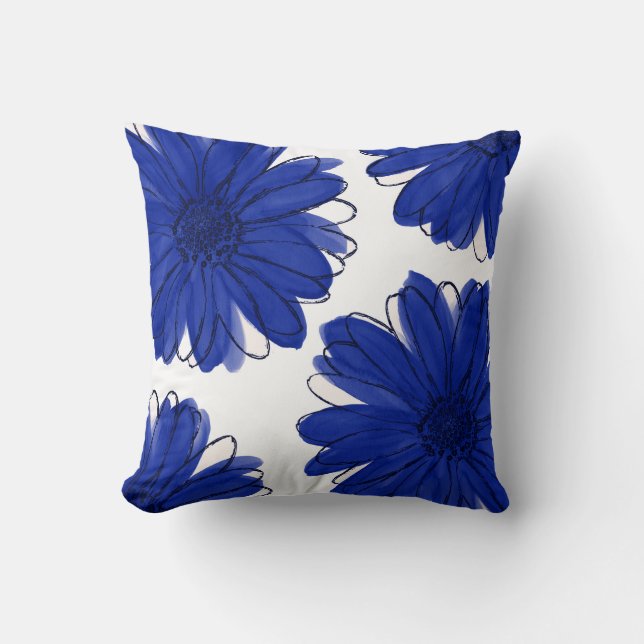 Royal Blue Daisies Kissen (Vorderseite)