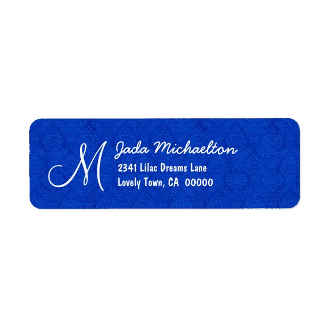 Royal Blue Damask Monogram M oder Any Initial M010 (Vorne)