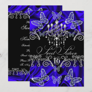 Royal Blue Diamant Schmetterling Sweet Sixteen Ein Einladung