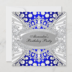Royal Blue Diamond Jewel Geburtstagsparty Einladun Einladung