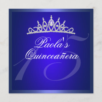 Royal Blue Diamond Quinceañera Tiara Einladung