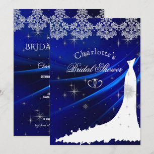 Royal Blue Diamonds & Hearts Brautparty Einladung