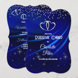 Royal Blue Diamonds & Hearts Probe Dinner Einladung