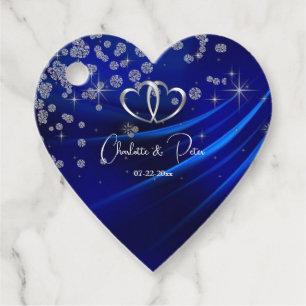 Royal Blue Diamonds Hearts Stars Wedding Geschenkanhänger
