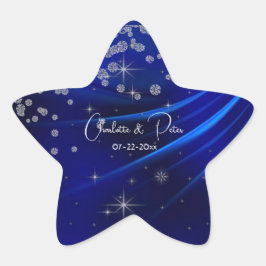 Royal Blue Diamonds & Hearts Stars Wedding Stern-Aufkleber