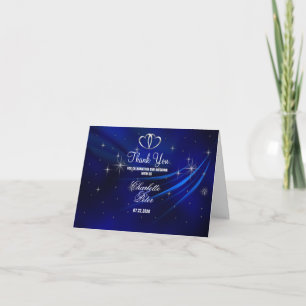 Royal Blue Diamonds/Hearts Wedding Dankeschön Card Dankeskarte
