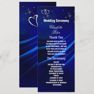 Royal Blue Diamonds/Hearts Wedding Program Card Einladung