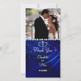 Royal Blue Diamonds/Herzlichen Dank Foto Card Dankeskarte