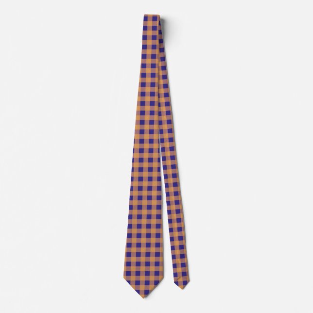 Royal Blue, Dusty Rose und Tan Gingham Pattern Krawatte (Vorderseite)