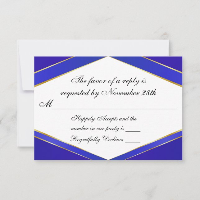 Royal Blue Elegance Monogram Response Card RSVP Karte (Vorderseite)