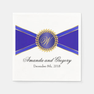 Royal Blue Elegance Monogram Serviette