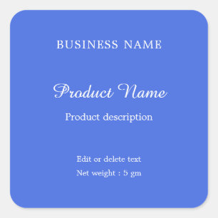 Royal Blue Elegant Modern Minimal Product Label Quadratischer Aufkleber