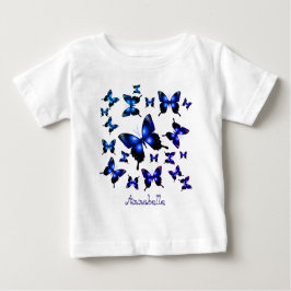 Royal Blue Elegant Whimsical Butterflies Baby T-shirt