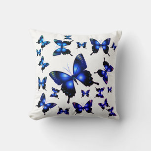 Royal Blue Elegant Whimsical Butterflies Kissen