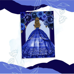 Royal Blue Elegante Magical Princess Party Einladung