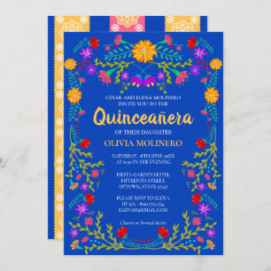 Royal Blue Fiesta Party Mexican Quinceanera Einladung