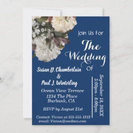Royal Blue Floral Elegante Wedding Einladung