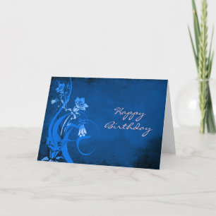 Royal Blue Floral Happy Birthday Card Karte